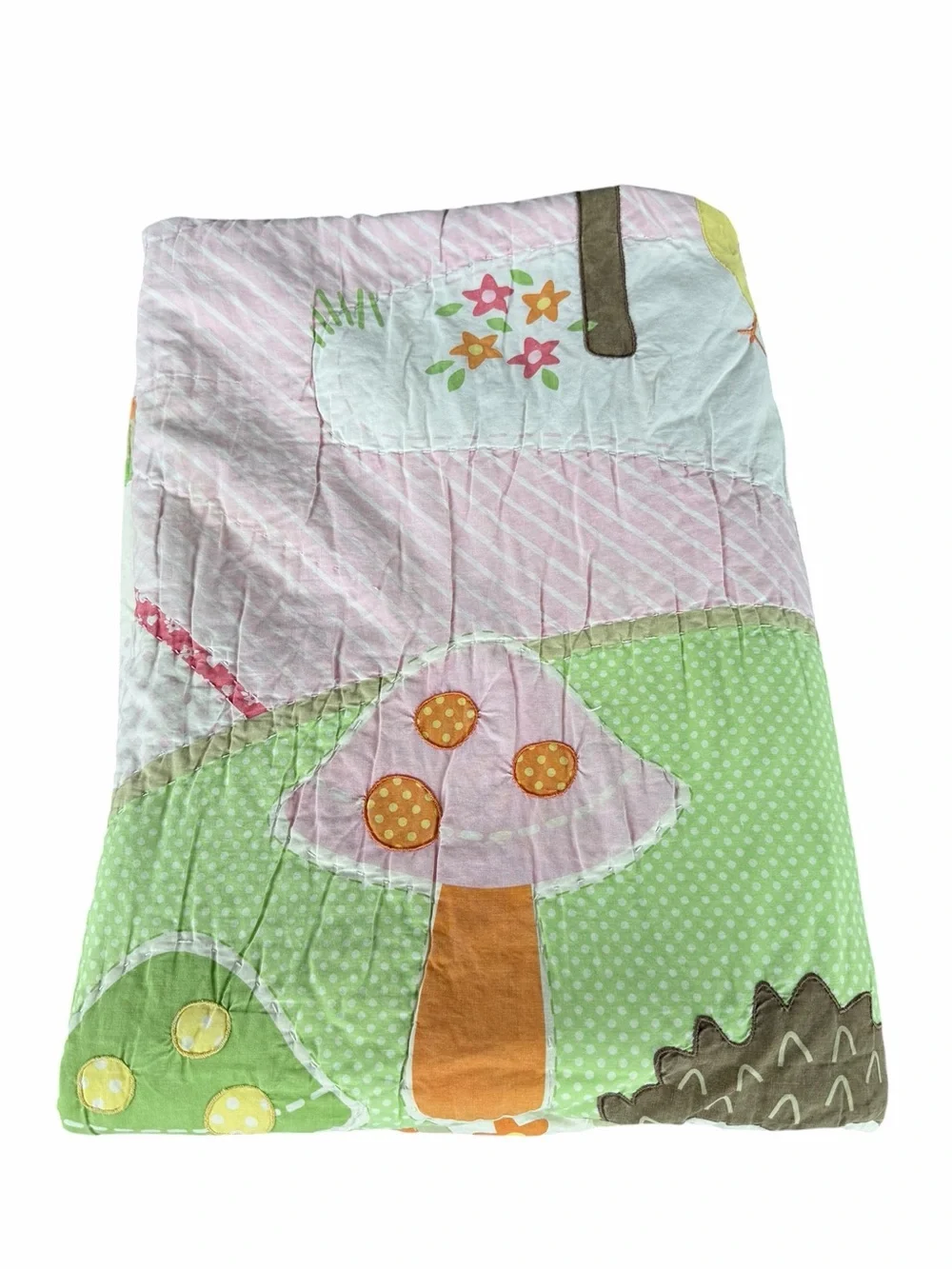 Circo Love N’ Nature Forest Friends Twin Size Quilt Pink Green Mushrooms Owls